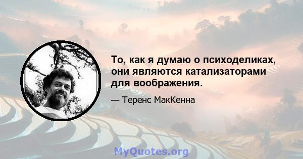 То, как я думаю о психоделиках, они являются катализаторами для воображения.