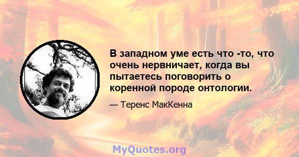 В западном уме есть что -то, что очень нервничает, когда вы пытаетесь поговорить о коренной породе онтологии.