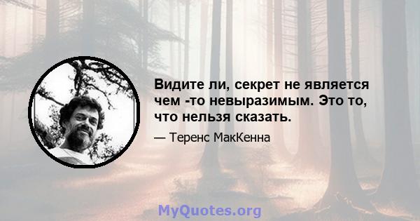 Видите ли, секрет не является чем -то невыразимым. Это то, что нельзя сказать.