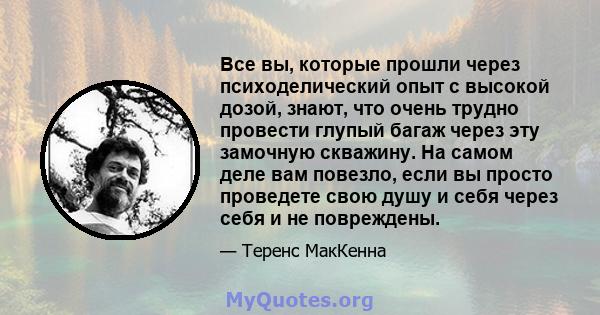 Все вы, которые прошли через психоделический опыт с высокой дозой, знают, что очень трудно провести глупый багаж через эту замочную скважину. На самом деле вам повезло, если вы просто проведете свою душу и себя через