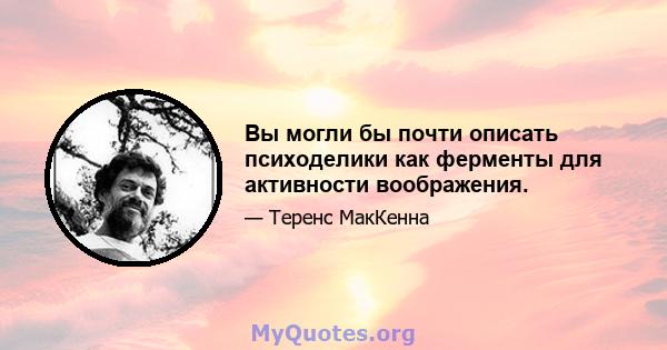 Вы могли бы почти описать психоделики как ферменты для активности воображения.