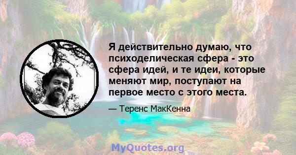 Я действительно думаю, что психоделическая сфера - это сфера идей, и те идеи, которые меняют мир, поступают на первое место с этого места.