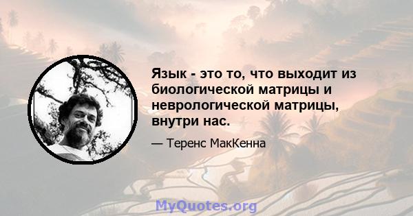 Язык - это то, что выходит из биологической матрицы и неврологической матрицы, внутри нас.