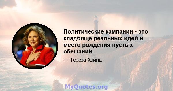 Политические кампании - это кладбище реальных идей и место рождения пустых обещаний.