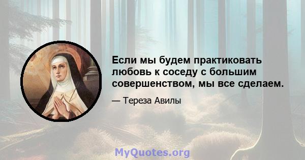 Если мы будем практиковать любовь к соседу с большим совершенством, мы все сделаем.