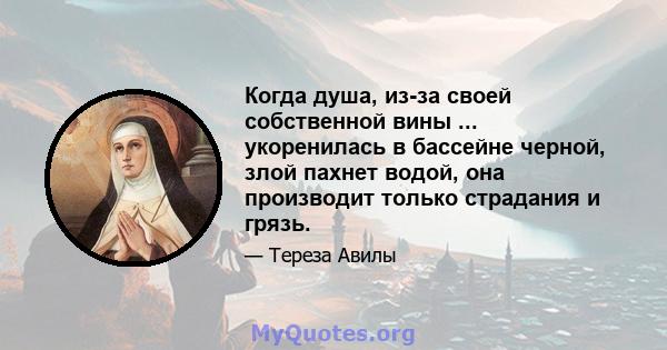 Когда душа, из-за своей собственной вины ... укоренилась в бассейне черной, злой пахнет водой, она производит только страдания и грязь.