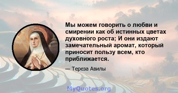 Мы можем говорить о любви и смирении как об истинных цветах духовного роста; И они издают замечательный аромат, который приносит пользу всем, кто приближается.