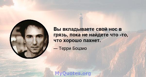 Вы вкладываете свой нос в грязь, пока не найдете что -то, что хорошо пахнет.