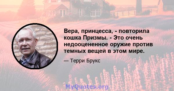 Вера, принцесса, - повторила кошка Призмы. - Это очень недооцененное оружие против темных вещей в этом мире.