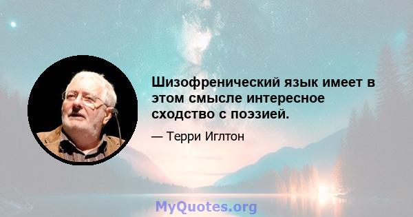 Шизофренический язык имеет в этом смысле интересное сходство с поэзией.