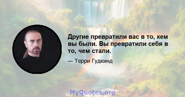 Другие превратили вас в то, кем вы были. Вы превратили себя в то, чем стали.