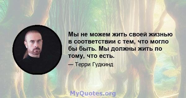 Мы не можем жить своей жизнью в соответствии с тем, что могло бы быть. Мы должны жить по тому, что есть.