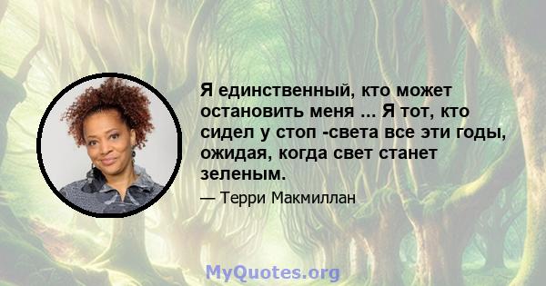 Я единственный, кто может остановить меня ... Я тот, кто сидел у стоп -света все эти годы, ожидая, когда свет станет зеленым.