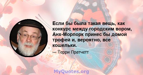 Если бы была такая вещь, как конкурс между городским вором, Анх-Морпорк принес бы домой трофей и, вероятно, все кошельки.