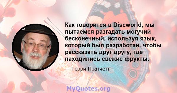 Как говорится в Discworld, мы пытаемся разгадать могучий бесконечный, используя язык, который был разработан, чтобы рассказать друг другу, где находились свежие фрукты.