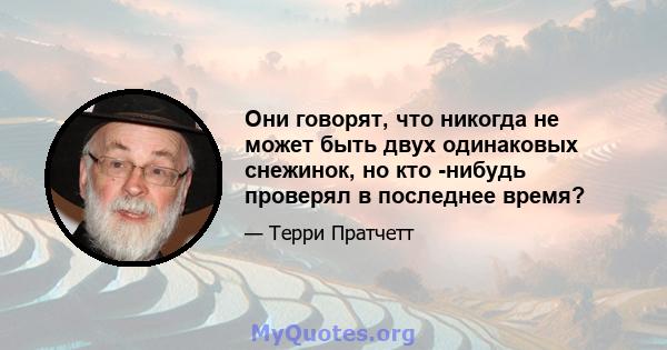 Они говорят, что никогда не может быть двух одинаковых снежинок, но кто -нибудь проверял в последнее время?