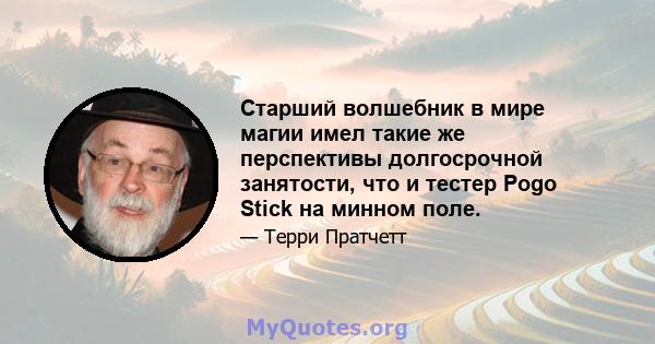 Старший волшебник в мире магии имел такие же перспективы долгосрочной занятости, что и тестер Pogo Stick на минном поле.