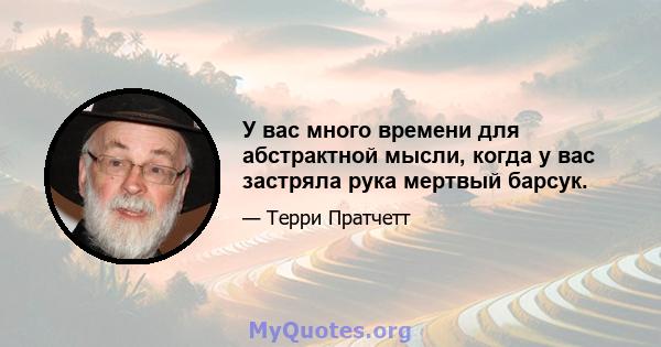 У вас много времени для абстрактной мысли, когда у вас застряла рука мертвый барсук.