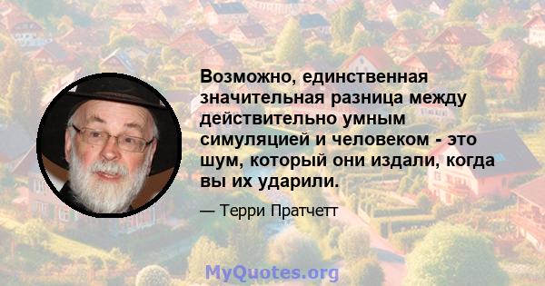 Возможно, единственная значительная разница между действительно умным симуляцией и человеком - это шум, который они издали, когда вы их ударили.