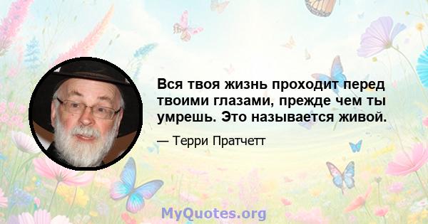 Вся твоя жизнь проходит перед твоими глазами, прежде чем ты умрешь. Это называется живой.