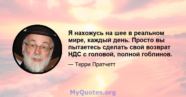 Я нахожусь на шее в реальном мире, каждый день. Просто вы пытаетесь сделать свой возврат НДС с головой, полной гоблинов.