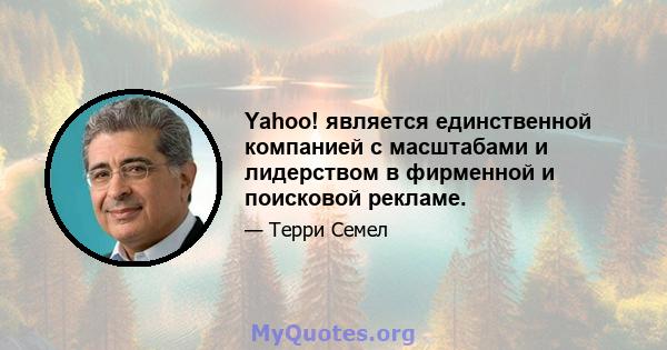 Yahoo! является единственной компанией с масштабами и лидерством в фирменной и поисковой рекламе.