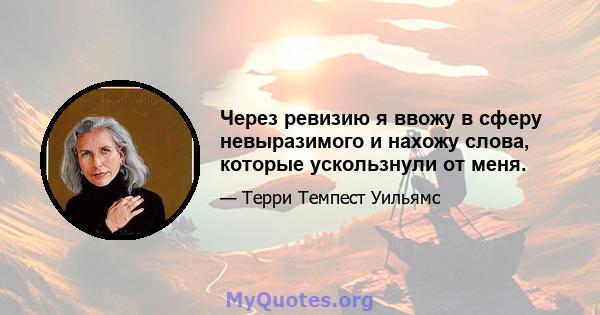 Через ревизию я ввожу в сферу невыразимого и нахожу слова, которые ускользнули от меня.