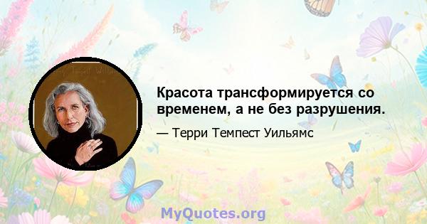 Красота трансформируется со временем, а не без разрушения.