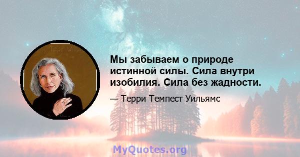 Мы забываем о природе истинной силы. Сила внутри изобилия. Сила без жадности.