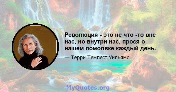 Революция - это не что -то вне нас, но внутри нас, прося о нашем помолвке каждый день.