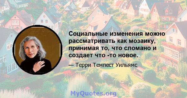 Социальные изменения можно рассматривать как мозаику, принимая то, что сломано и создает что -то новое.