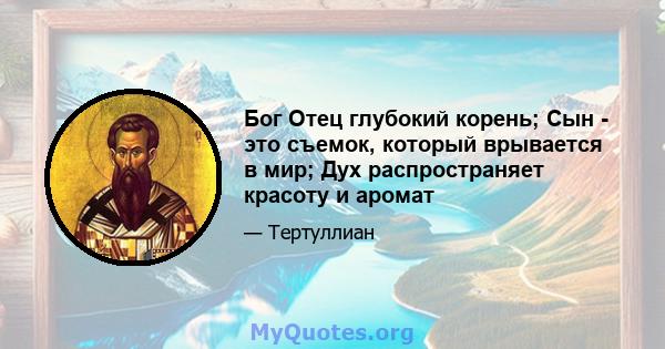 Бог Отец глубокий корень; Сын - это съемок, который врывается в мир; Дух распространяет красоту и аромат