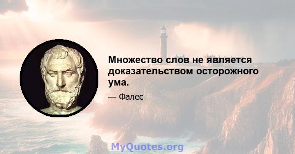 Множество слов не является доказательством осторожного ума.