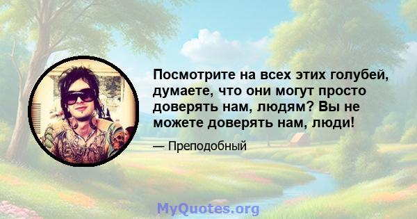 Посмотрите на всех этих голубей, думаете, что они могут просто доверять нам, людям? Вы не можете доверять нам, люди!