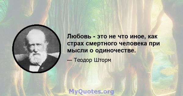 Любовь - это не что иное, как страх смертного человека при мысли о одиночестве.