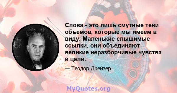 Слова - это лишь смутные тени объемов, которые мы имеем в виду. Маленькие слышимые ссылки, они объединяют великие неразборчивые чувства и цели.