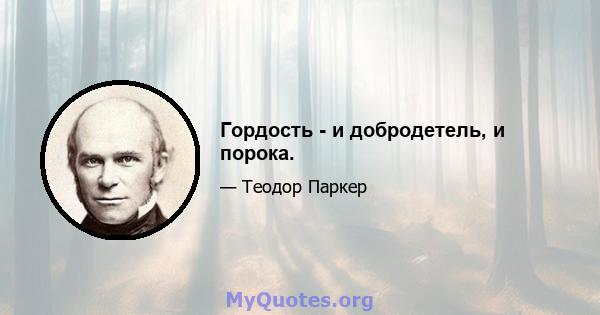 Гордость - и добродетель, и порока.