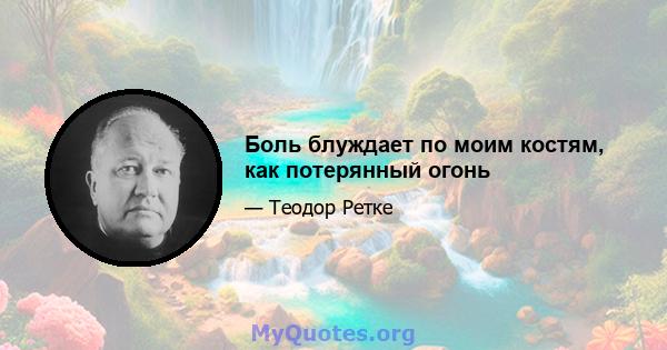 Боль блуждает по моим костям, как потерянный огонь