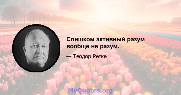 Слишком активный разум вообще не разум.