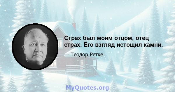 Страх был моим отцом, отец страх. Его взгляд истощил камни.