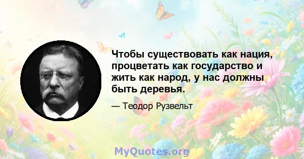 Чтобы существовать как нация, процветать как государство и жить как народ, у нас должны быть деревья.