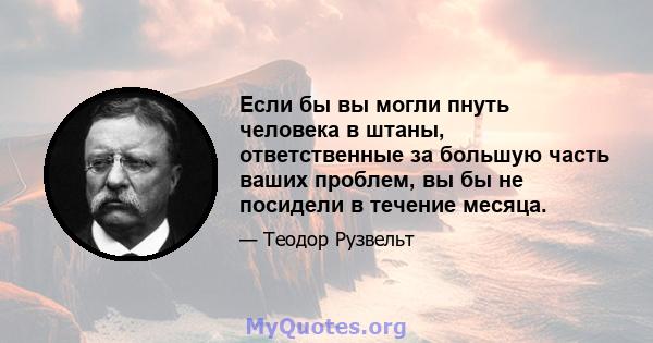 Если бы вы могли пнуть человека в штаны, ответственные за большую часть ваших проблем, вы бы не посидели в течение месяца.