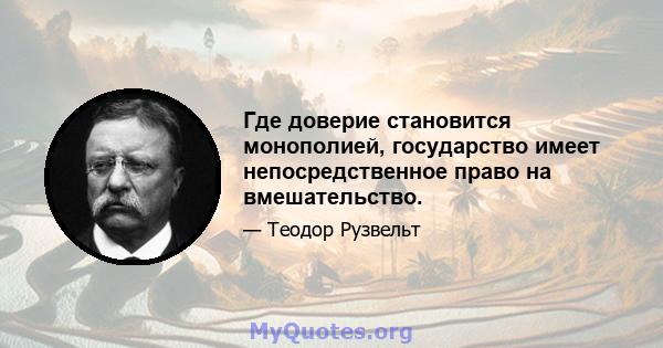 Где доверие становится монополией, государство имеет непосредственное право на вмешательство.