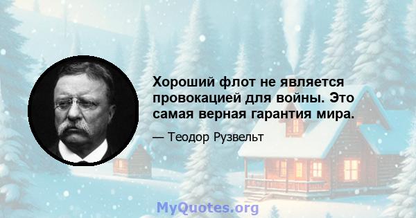 Хороший флот не является провокацией для войны. Это самая верная гарантия мира.