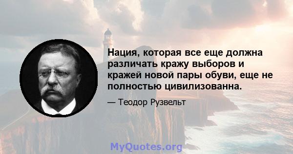 Нация, которая все еще должна различать кражу выборов и кражей новой пары обуви, еще не полностью цивилизованна.