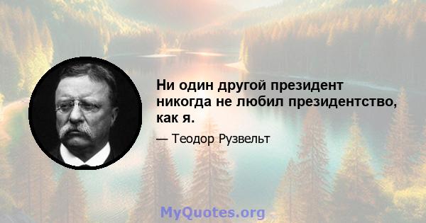 Ни один другой президент никогда не любил президентство, как я.