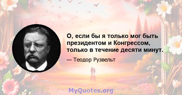 О, если бы я только мог быть президентом и Конгрессом, только в течение десяти минут.