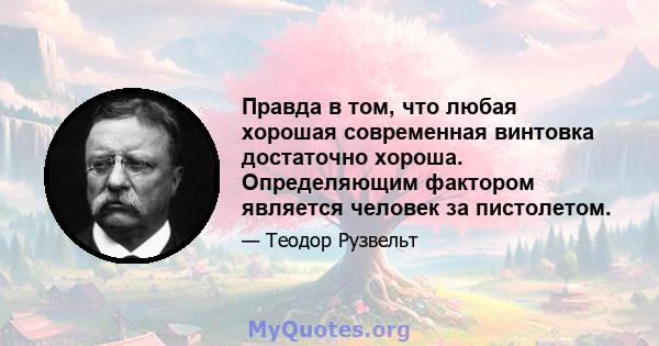 Правда в том, что любая хорошая современная винтовка достаточно хороша. Определяющим фактором является человек за пистолетом.