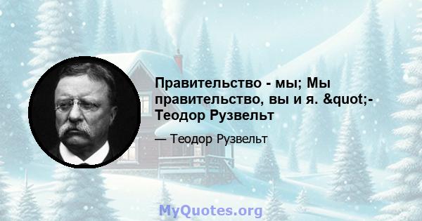 Правительство - мы; Мы правительство, вы и я. "- Теодор Рузвельт