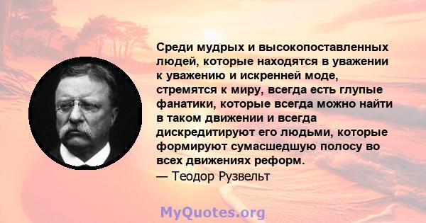 Среди мудрых и высокопоставленных людей, которые находятся в уважении к уважению и искренней моде, стремятся к миру, всегда есть глупые фанатики, которые всегда можно найти в таком движении и всегда дискредитируют его